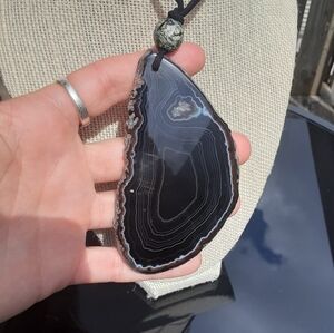 Large Black Agate Necklace